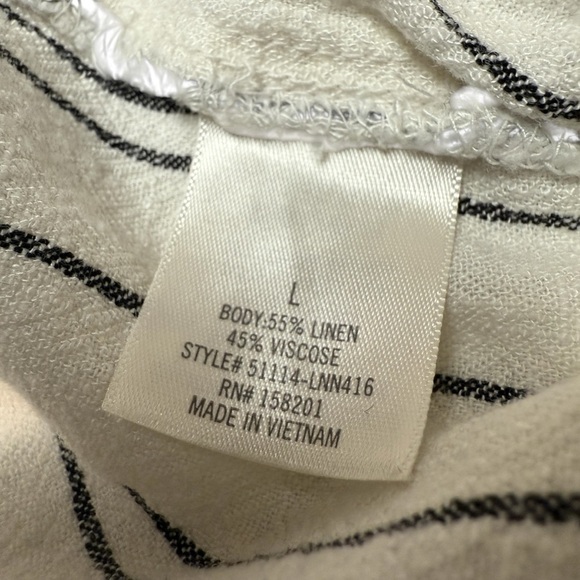 Linen Blend PullOn Pants Nautical Wide Leg Beach Striped Beige SZ L Lagenlook - Picture 5 of 10